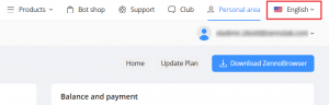 Language of the web interface in the account.png